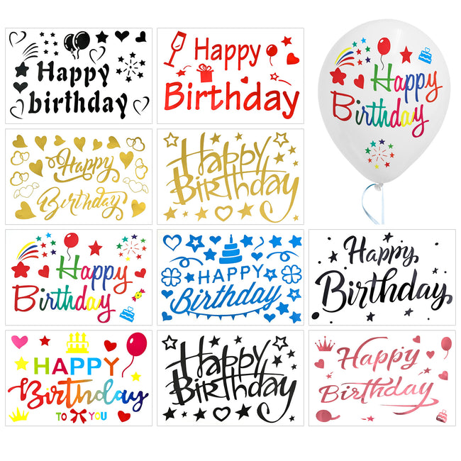 Wrapables Bobo Balloon Stickers, DIY Balloon Decoration Decals for Birthday Parties, Celebrations (Set of 10)