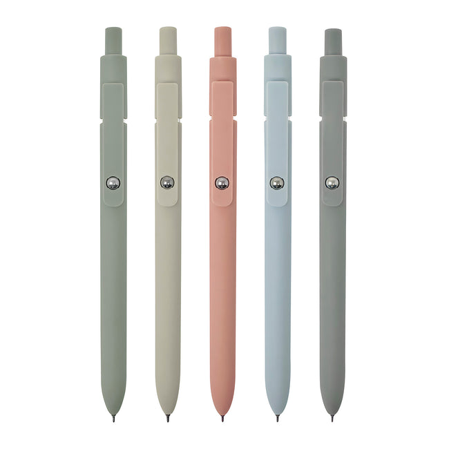 Wrapables Smooth Retractable Black Ink Gel Pens, 0.5mm Fine Point, for Home Office Work (Set of 5)