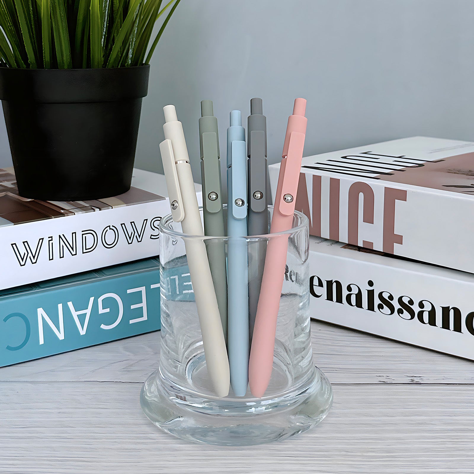 Wrapables Smooth Retractable Black Ink Gel Pens, 0.5mm Fine Point, for Home Office Work (Set of 5)