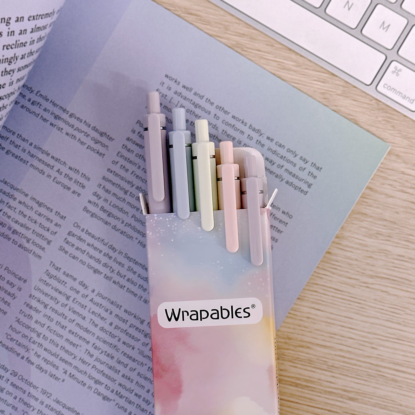 Wrapables Whisper Fusion Silent Retractable Gel Pen Set (5 Pack), 0.5mm Fine Point Black Ink