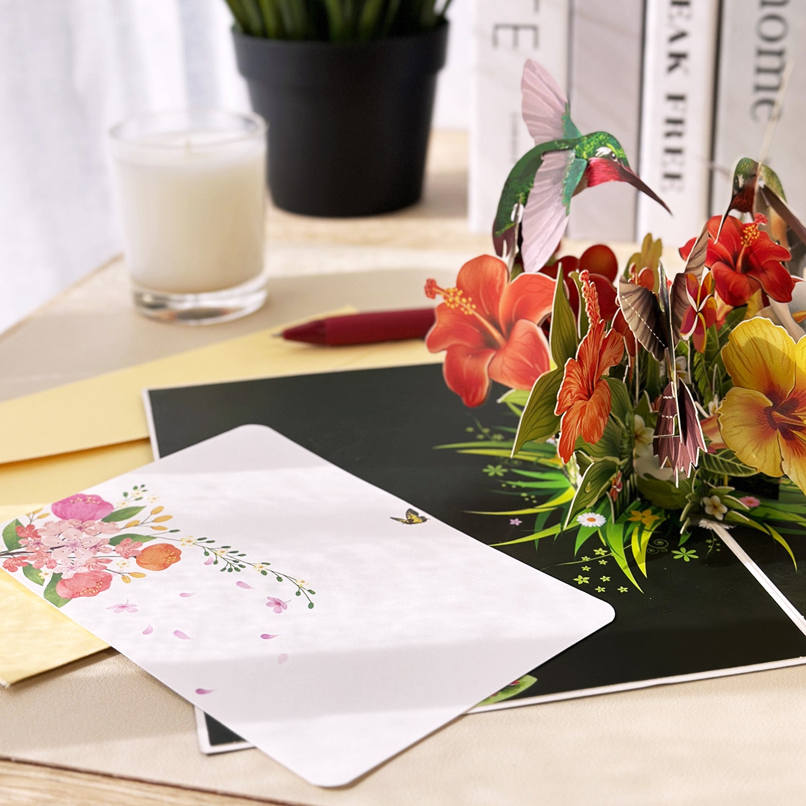 Wrapables 3D Pop Up Floral Greeting Card, Flower Bouquet Card for Mother's Day, Birthday, Anniversary, All Occasions