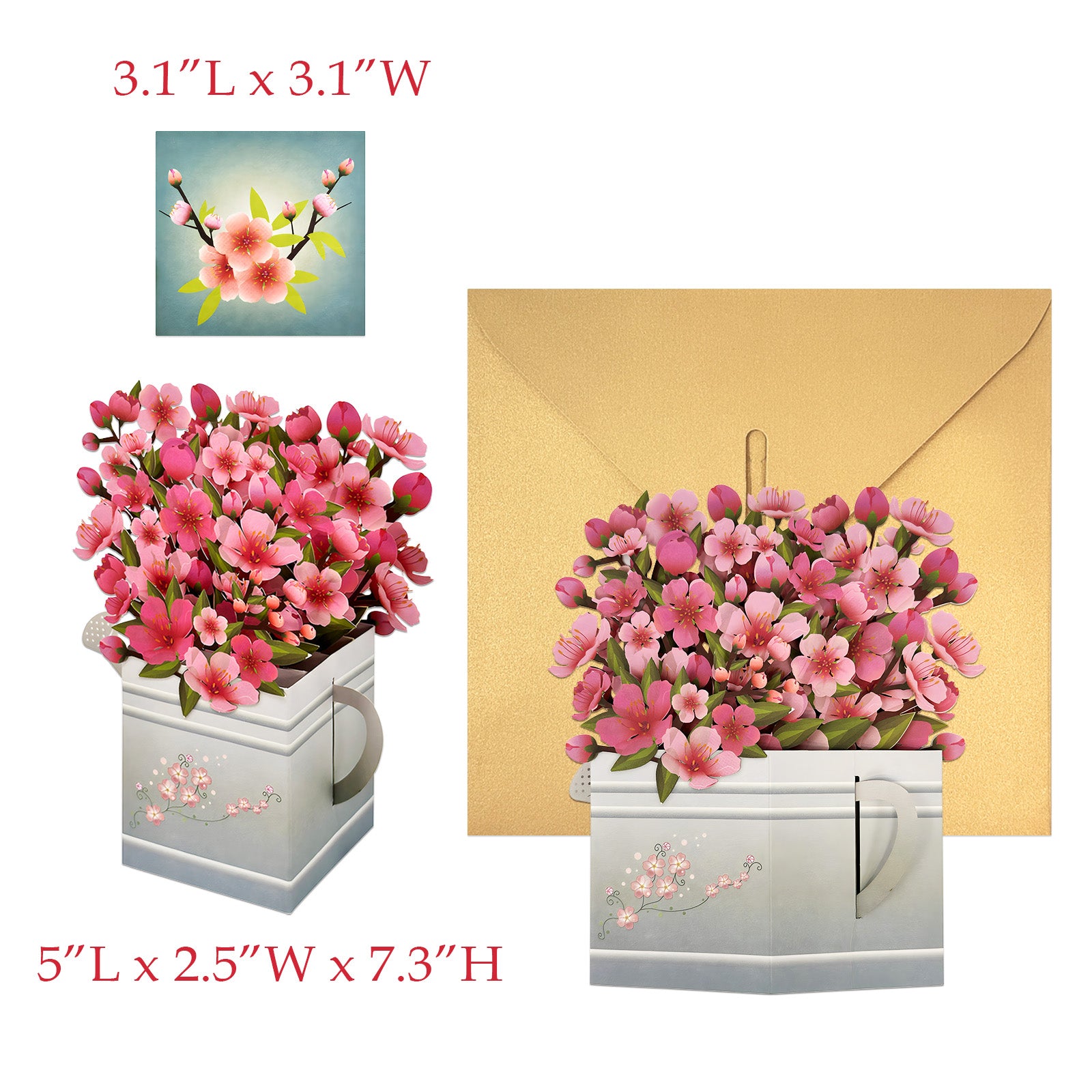 Wrapables 3D Pop Up Floral Greeting Card, Flower Bouquet Card for Mother's Day, Birthday, Anniversary, All Occasions