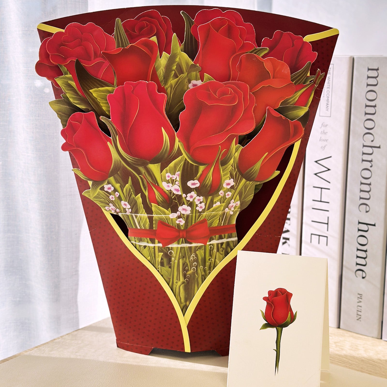 Wrapables 3D Pop Up Floral Greeting Card, Flower Bouquet Card for Mother's Day, Birthday, Anniversary, All Occasions