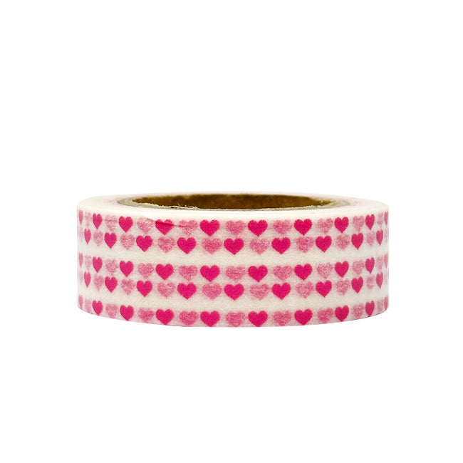 Wrapables Colorful Washi Masking Tape, Mini Red Hearts