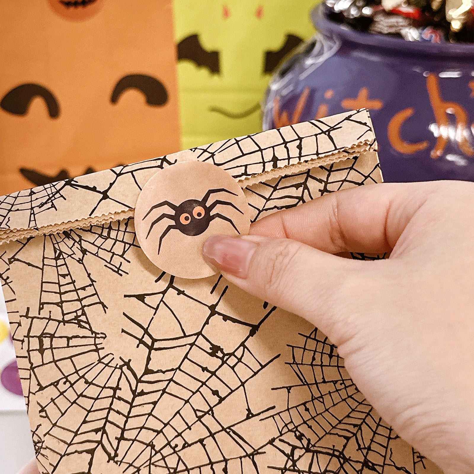 Wrapables Halloween Trick or Treat Bags with Stickers, Goody Bags for Parties, Candy and Treats (Set of 24)