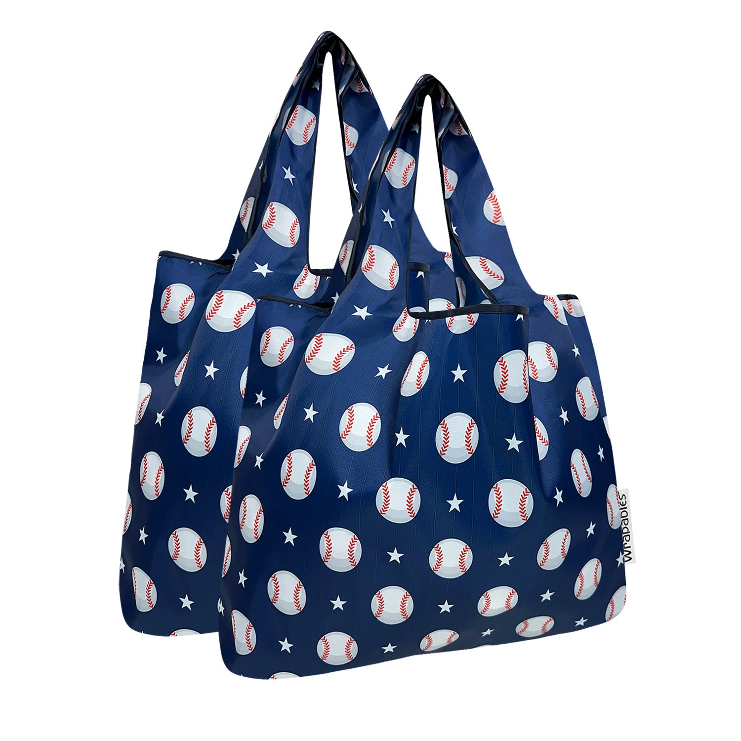 Wrapables Medium Foldable Tote Nylon Reusable Grocery Bags, Set of 2