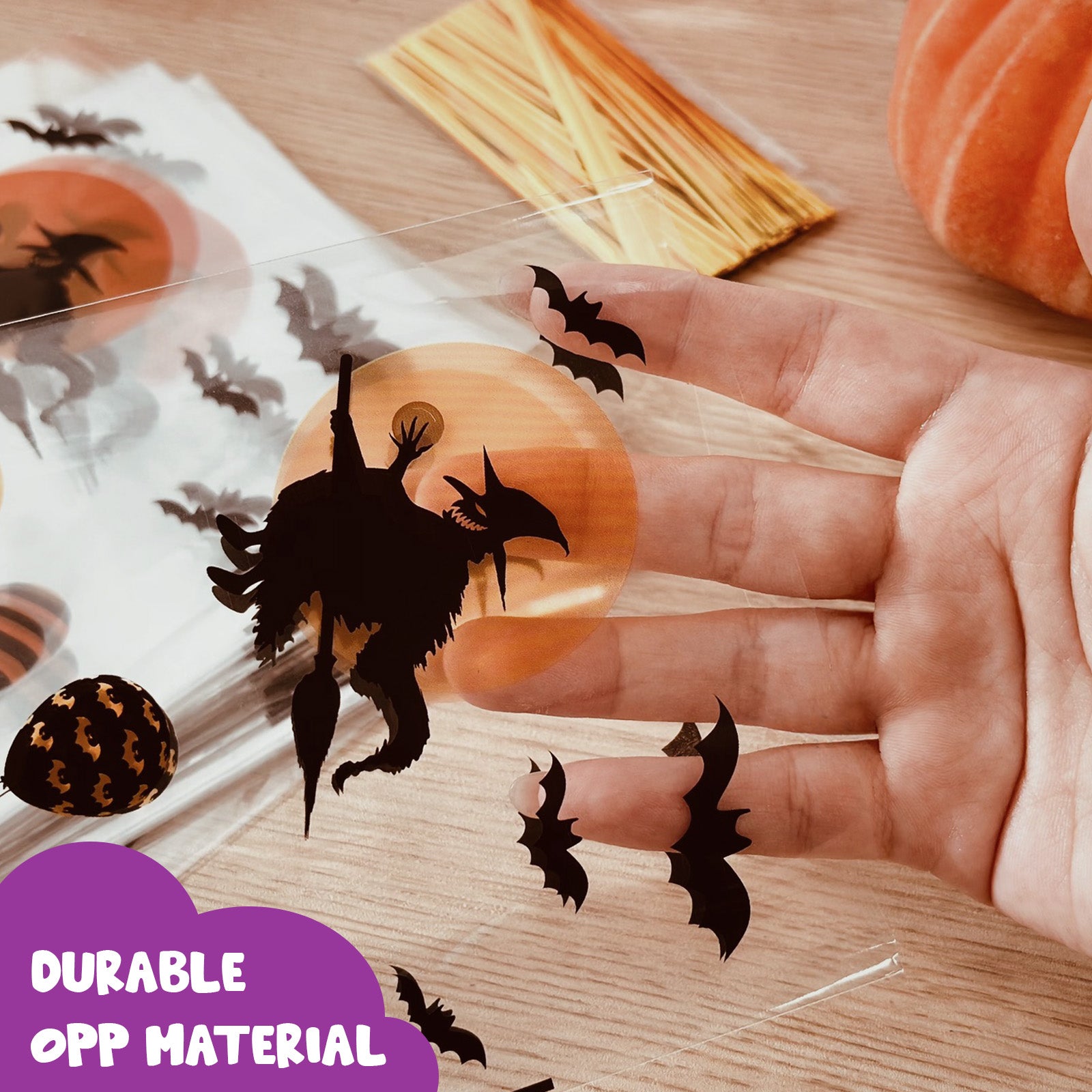 Wrapables 100pcs Halloween Cellophane Treat Bags and Ties