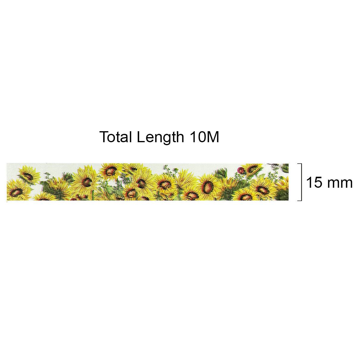 Wrapables Washi Masking Tape, 15mm x 10M, Sunflowers