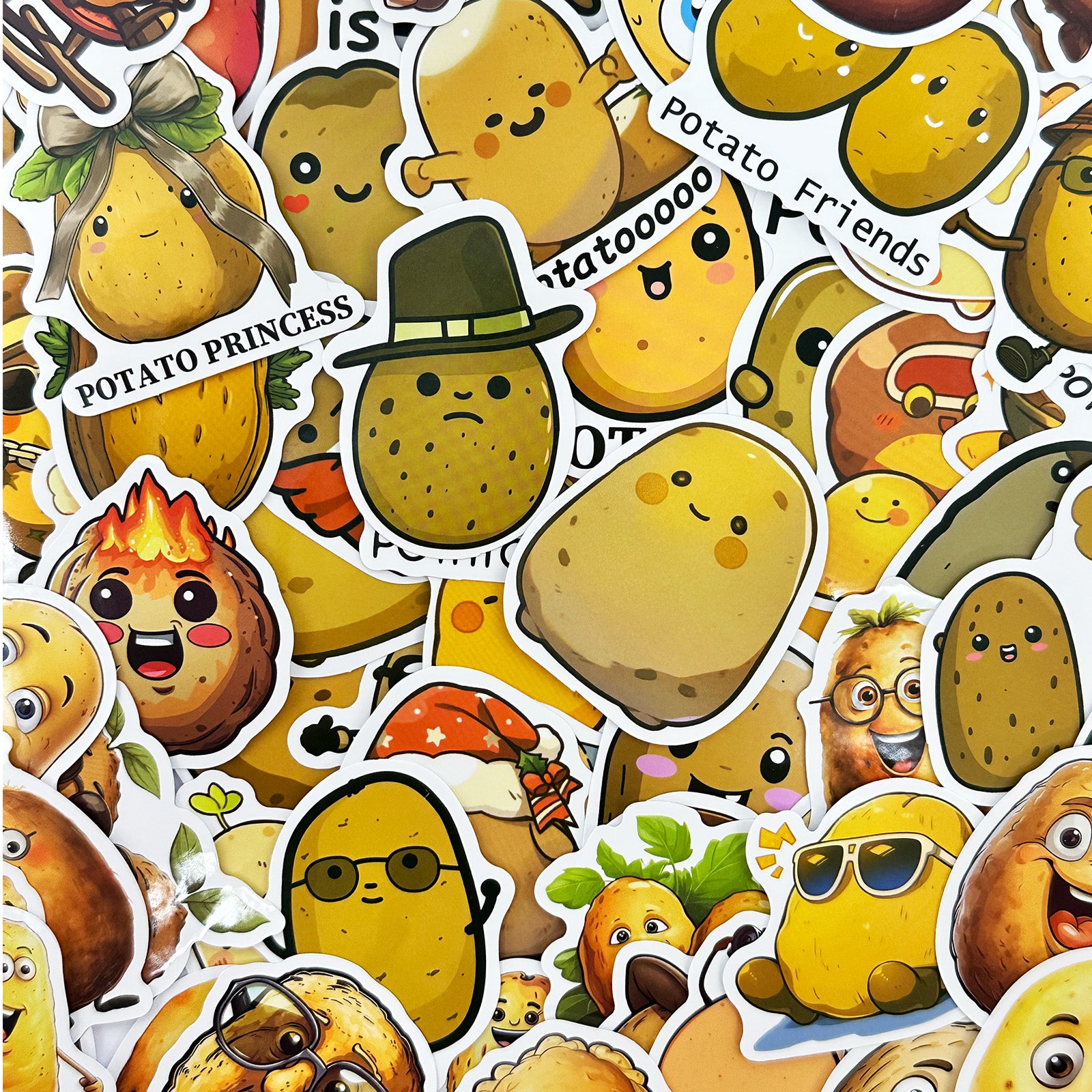 Wrapables Waterproof Vinyl Stickers, 100pcs, Potatoes
