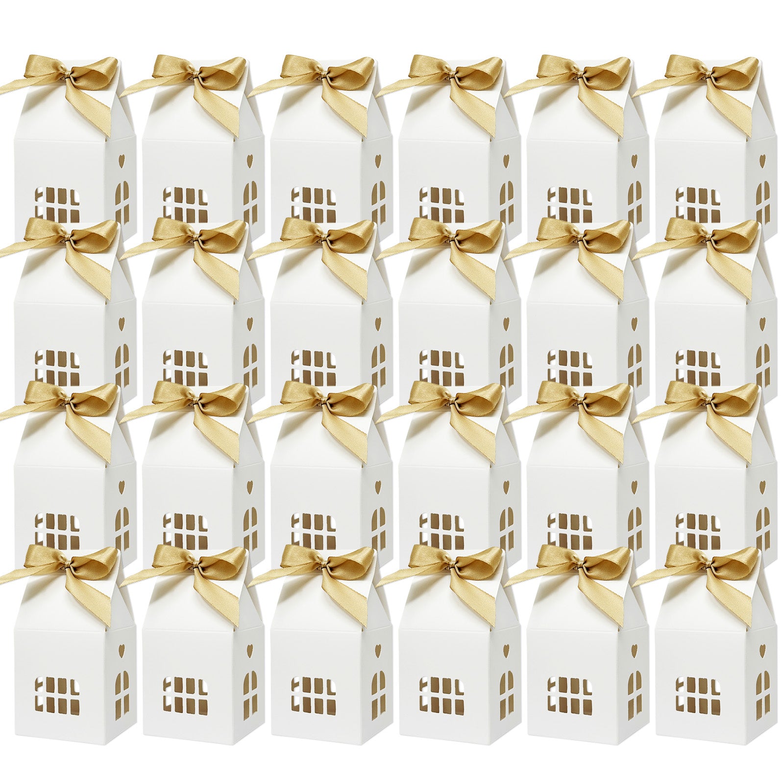 Wrapables House Shaped Gift Boxes with Ribbons (Set of 24)