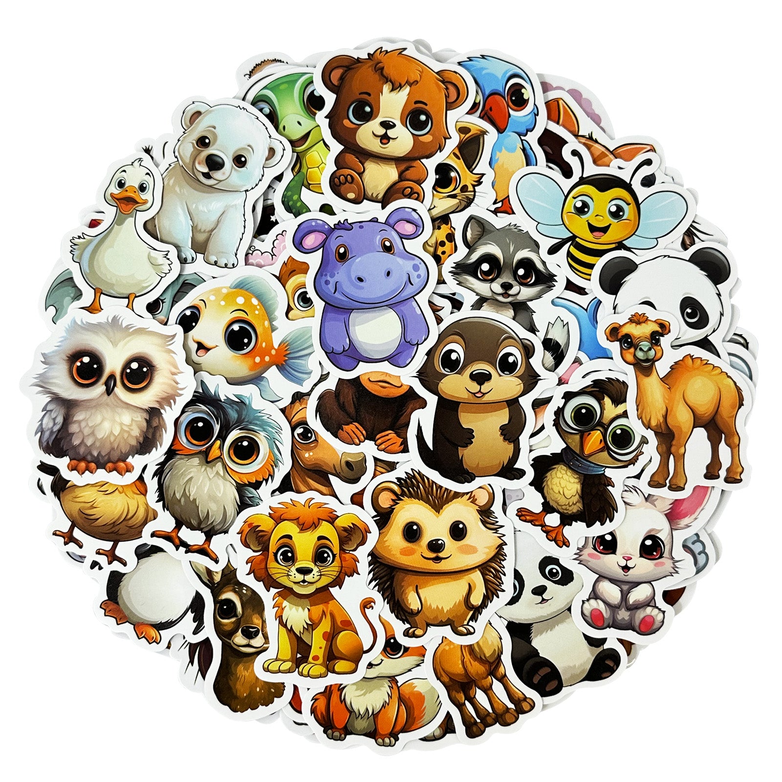 Wrapables Waterproof Vinyl Stickers, 100pcs, Adorable Animals