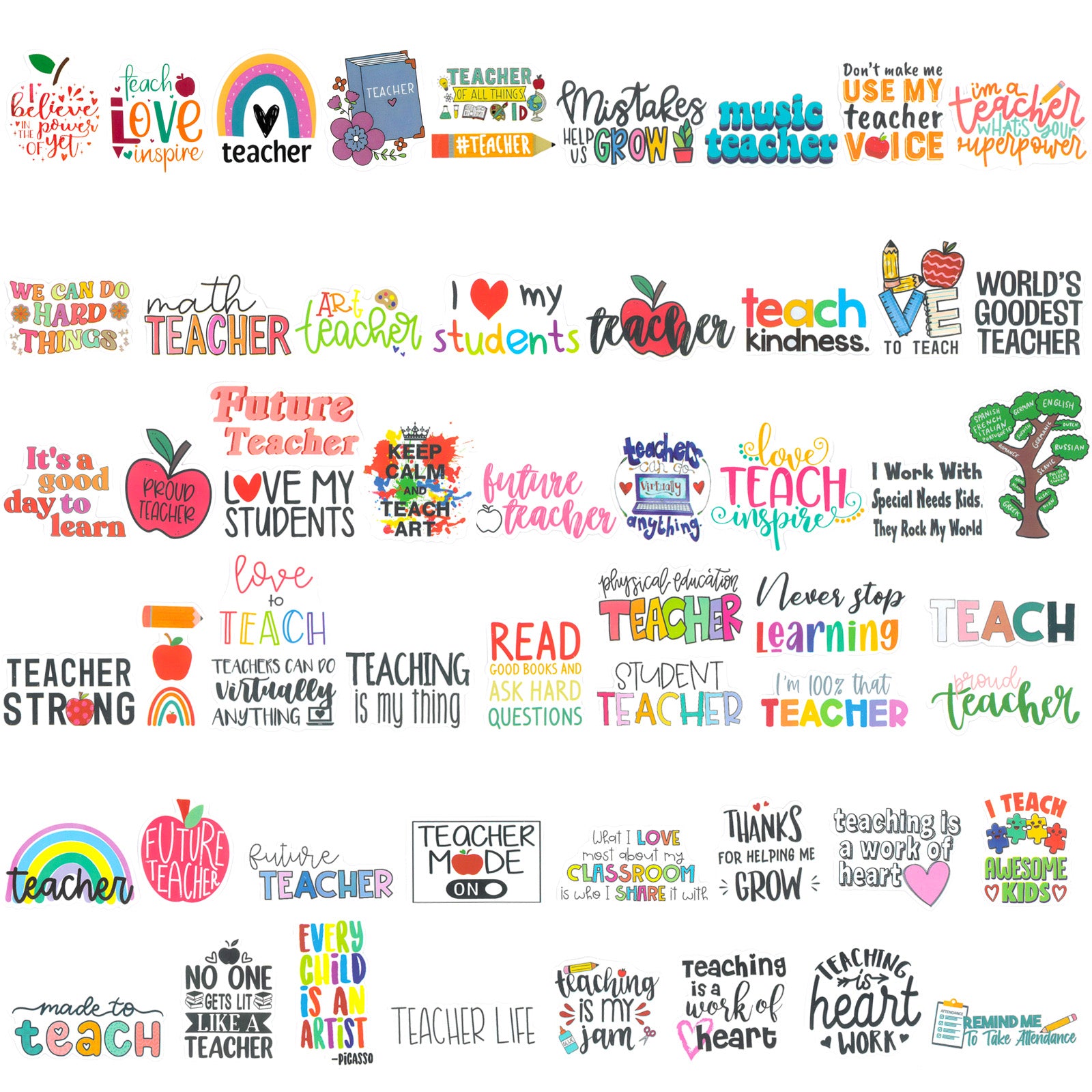 Wrapables Waterproof Vinyl Stickers, 110pcs, Teachers Rule