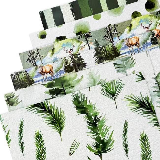Wrapables 12pcs Christmas Wrapping Paper, Holiday Gift Wrap Paper Sheets Folded Flat, Green Nature