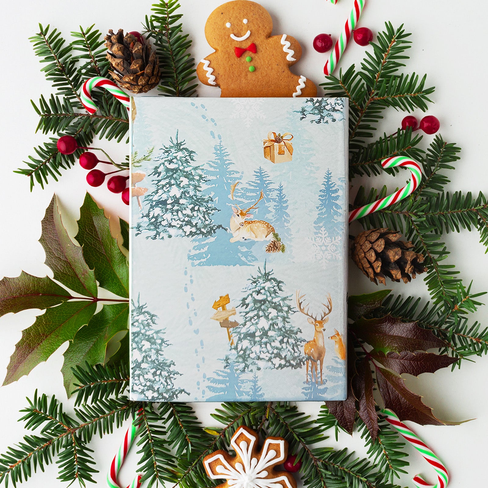 Wrapables 12pcs Christmas Wrapping Paper, Holiday Gift Wrap Paper Sheets Folded Flat, Slate Gray
