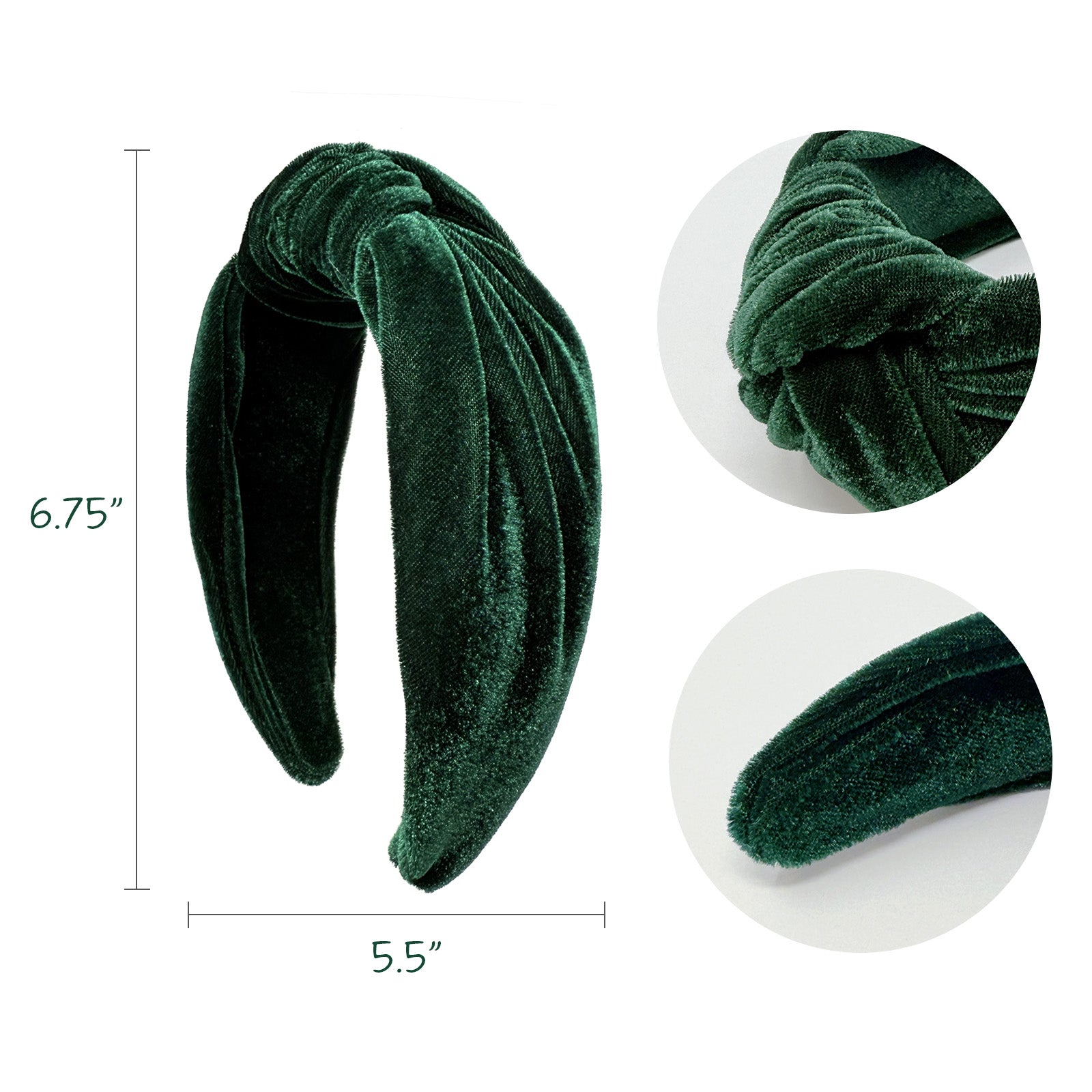 Wrapables Wide Top Knot Velvet Headbands, Dark Green