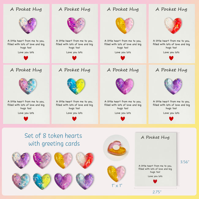 Wrapables Pocket Hug Valentines Day Token Heart Gift, 8pcs
