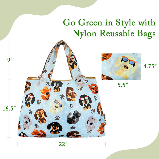 Wrapables Large Foldable Tote Nylon Reusable Grocery Bags