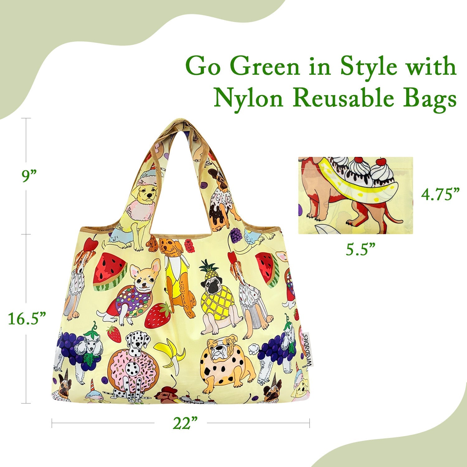 Wrapables Large Foldable Tote Nylon Reusable Grocery Bags