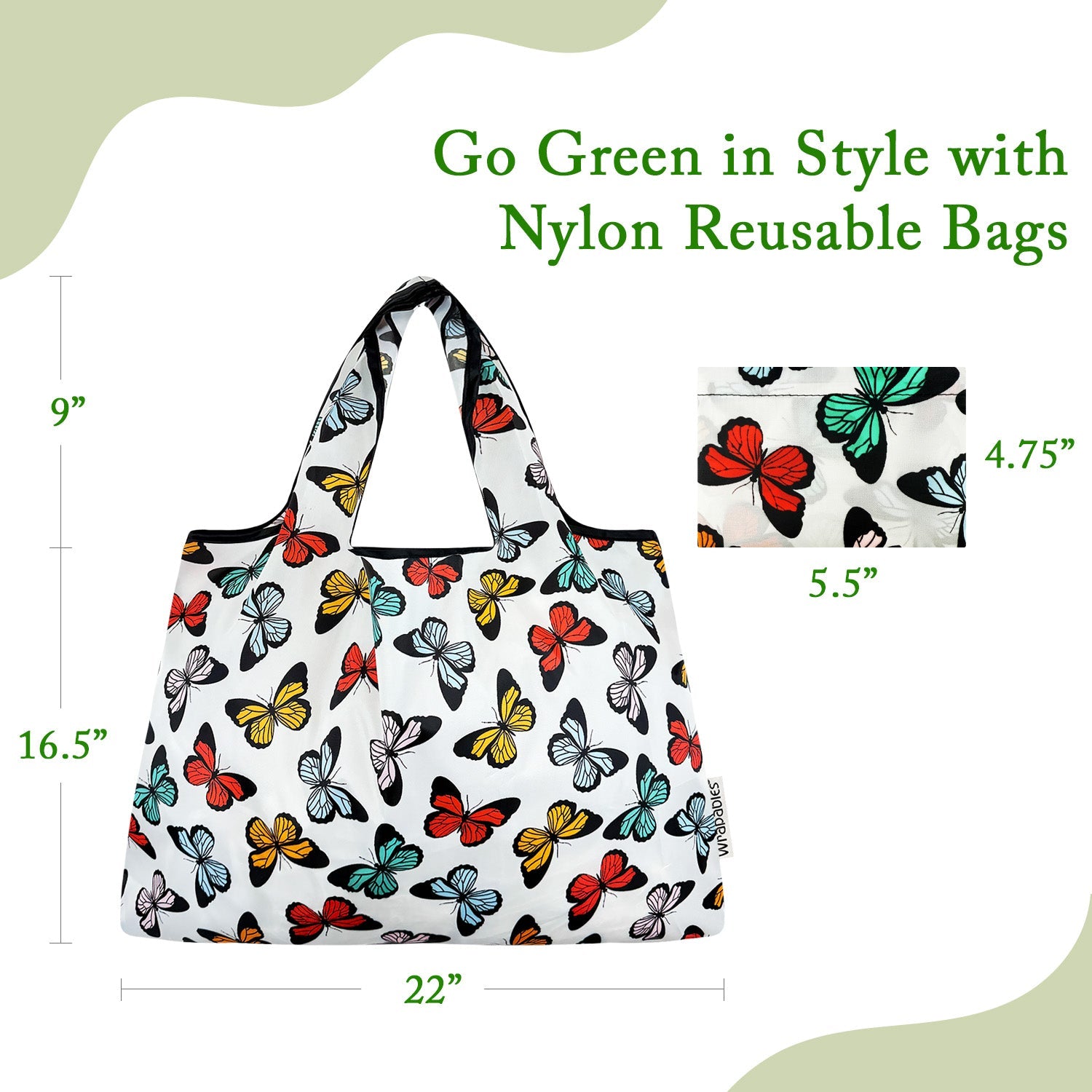 Wrapables Large Foldable Tote Nylon Reusable Grocery Bags