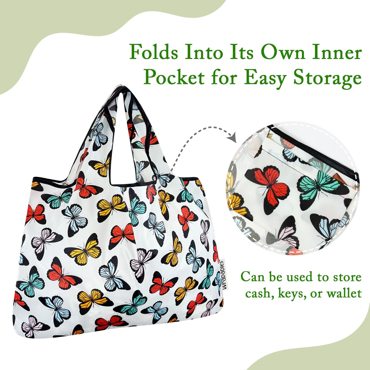 Wrapables Large Foldable Tote Nylon Reusable Grocery Bags