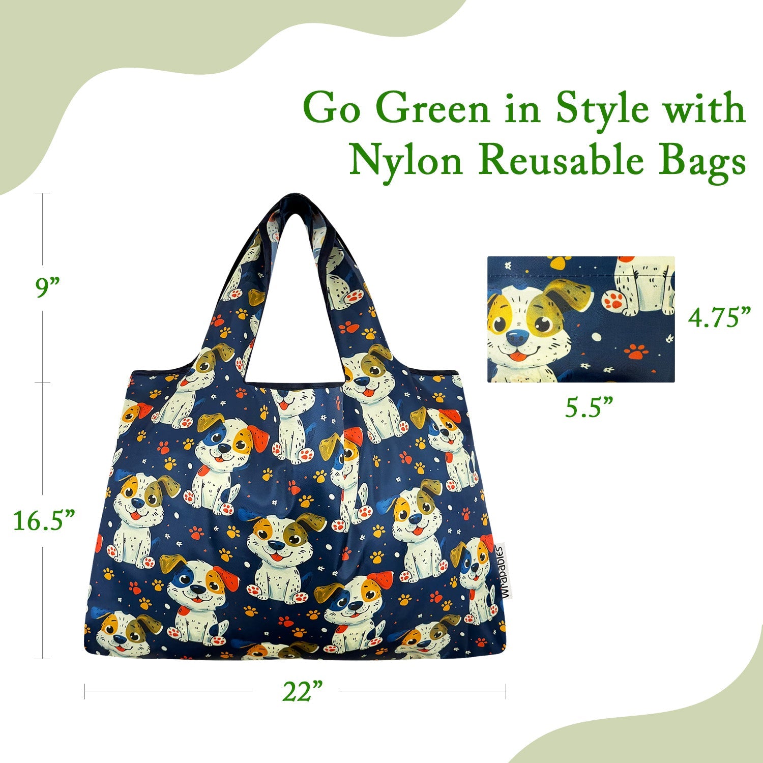 Wrapables Large Foldable Tote Nylon Reusable Grocery Bags