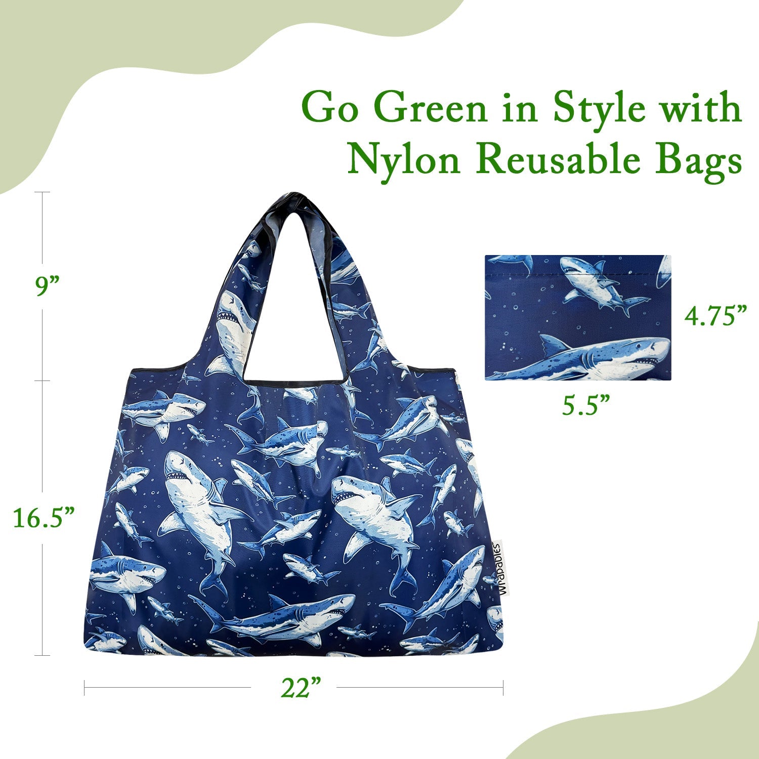 Wrapables Large Foldable Tote Nylon Reusable Grocery Bags