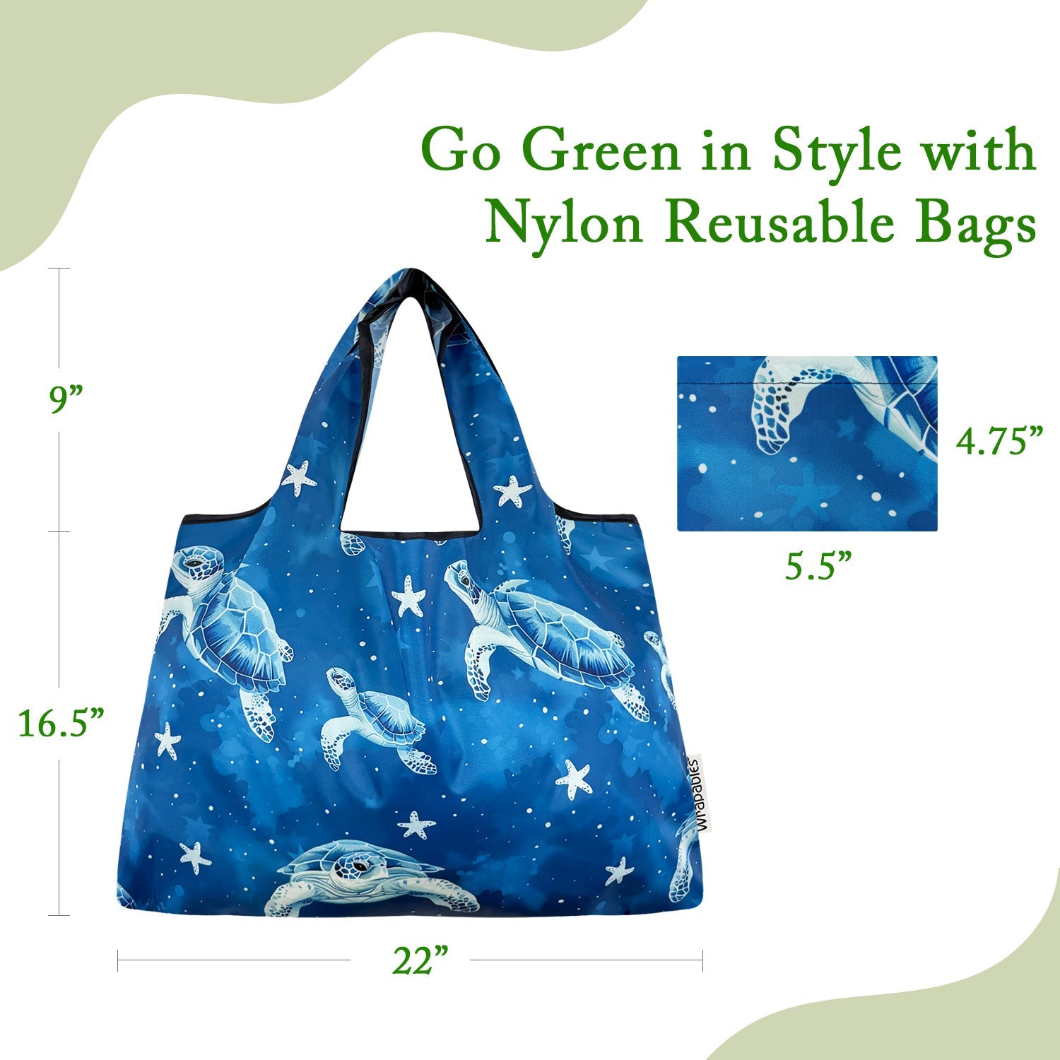 Wrapables Large Foldable Tote Nylon Reusable Grocery Bags