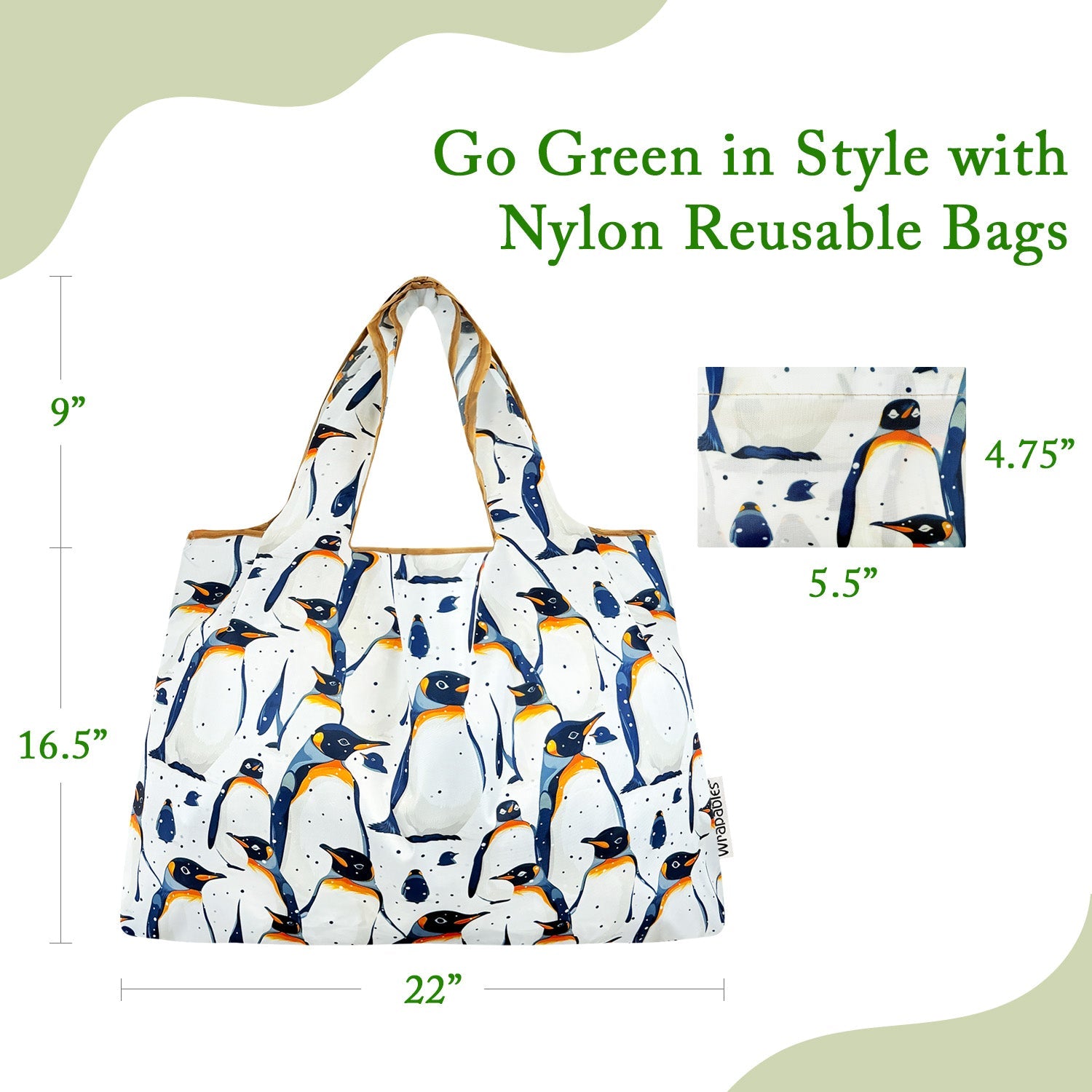 Wrapables Large Foldable Tote Nylon Reusable Grocery Bags