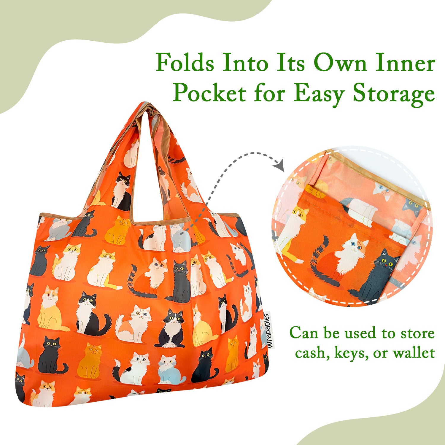 Wrapables Large & Small Foldable Tote Nylon Reusable Grocery Bags