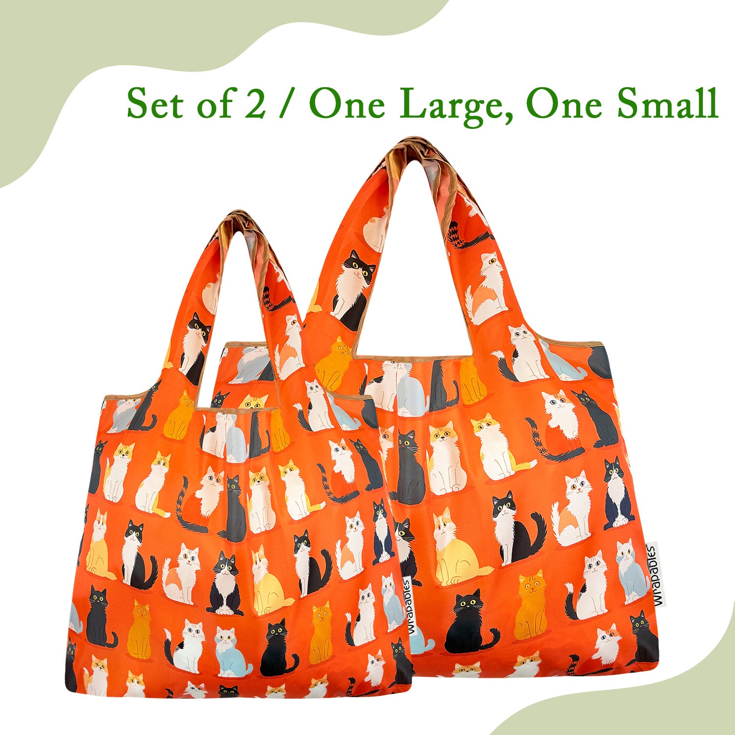 Wrapables Large & Small Foldable Tote Nylon Reusable Grocery Bags