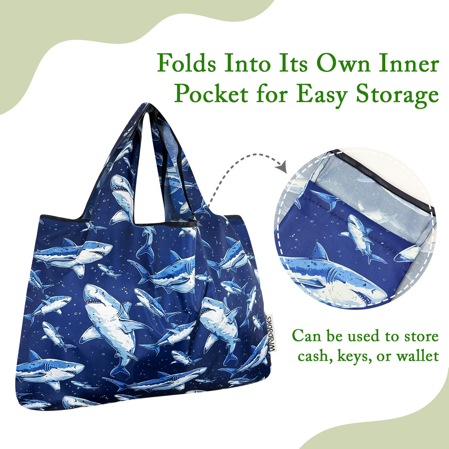 Wrapables Large & Small Foldable Tote Nylon Reusable Grocery Bags