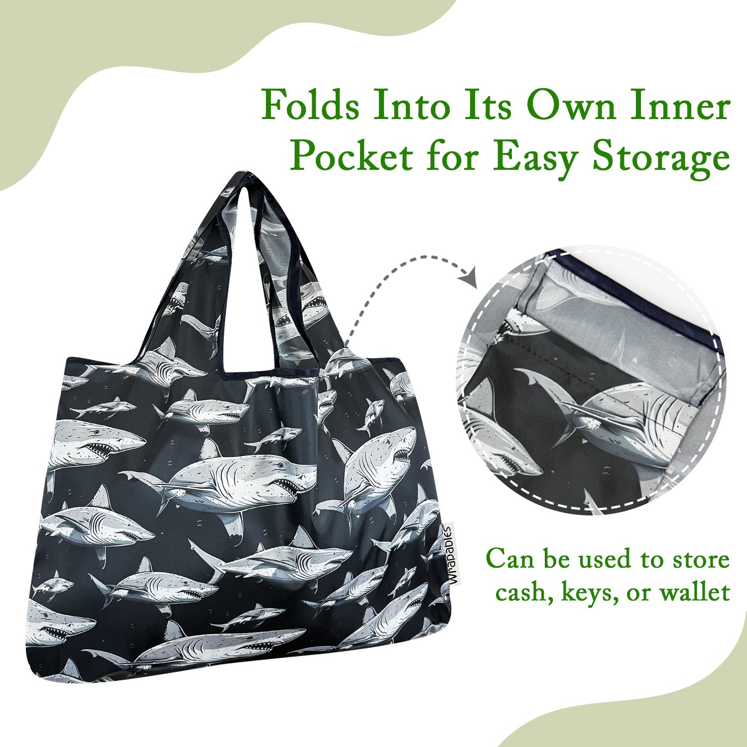 Wrapables Large & Small Foldable Tote Nylon Reusable Grocery Bags