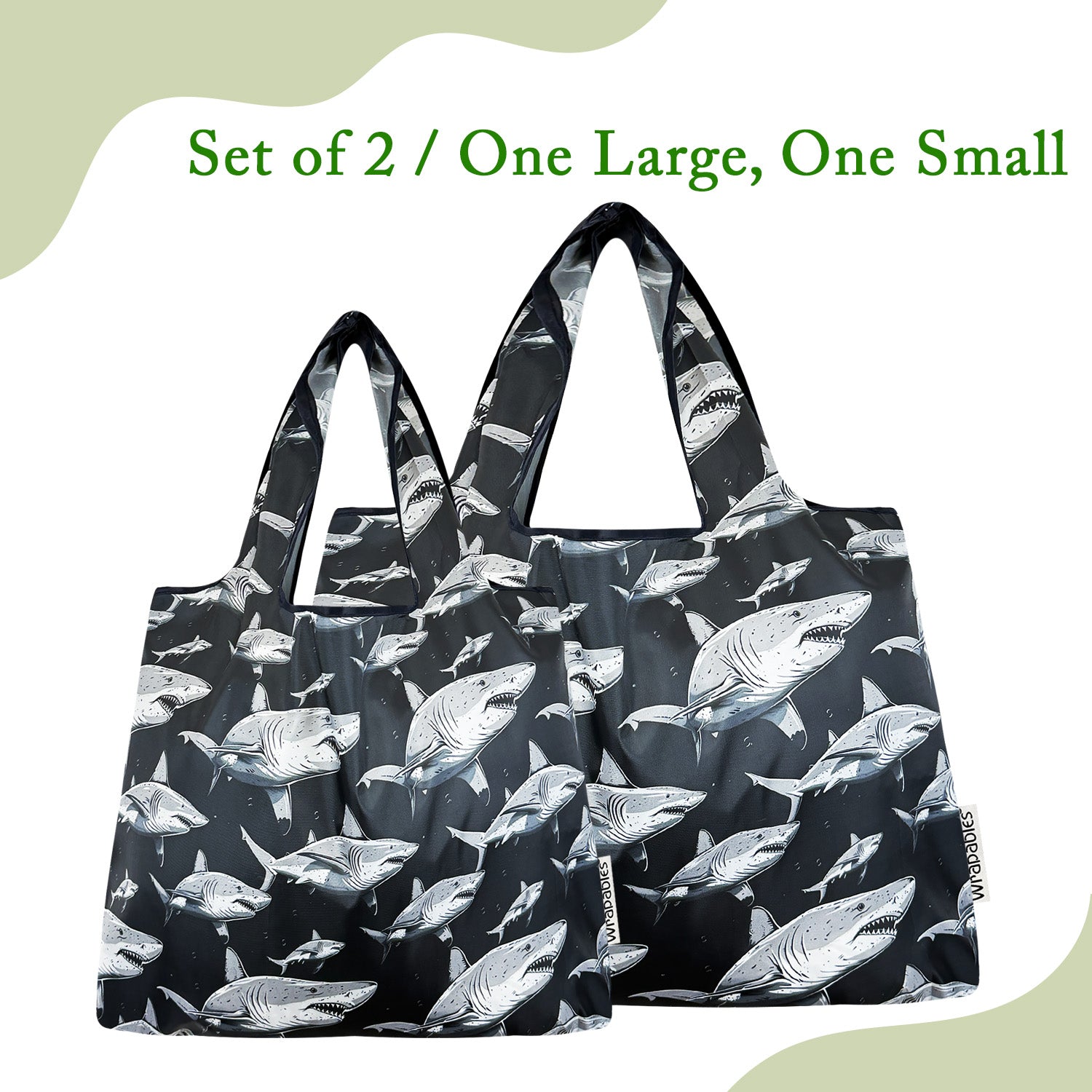 Wrapables Large & Small Foldable Tote Nylon Reusable Grocery Bags