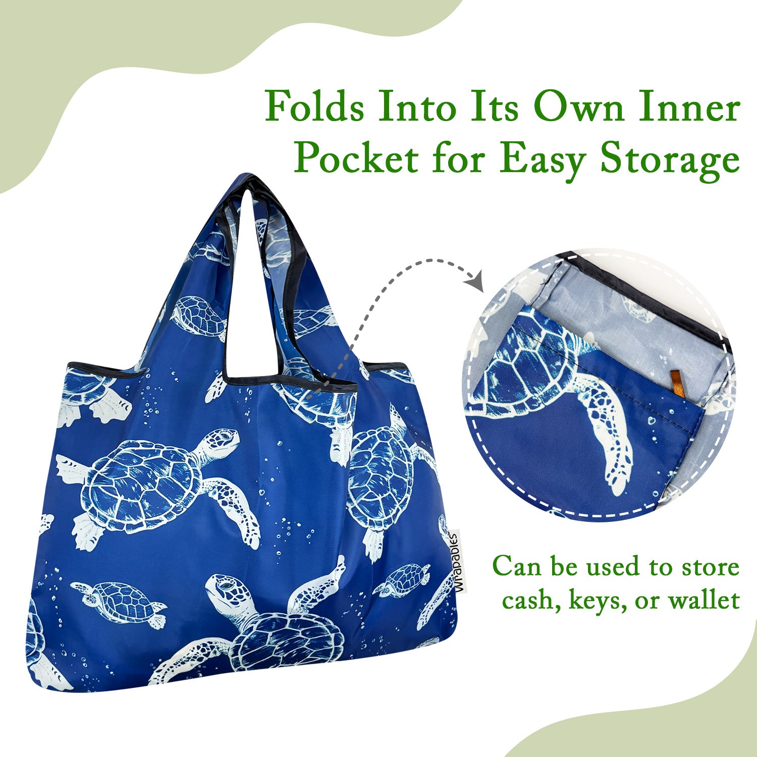 Wrapables Large & Small Foldable Tote Nylon Reusable Grocery Bags