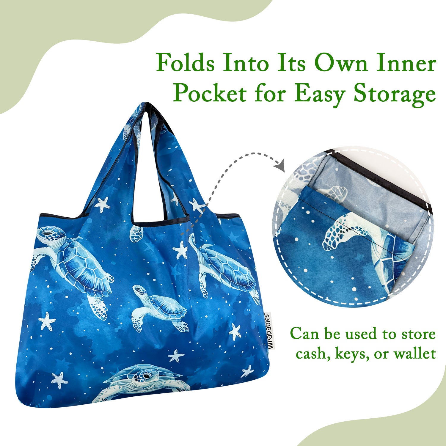 Wrapables Large & Small Foldable Tote Nylon Reusable Grocery Bags