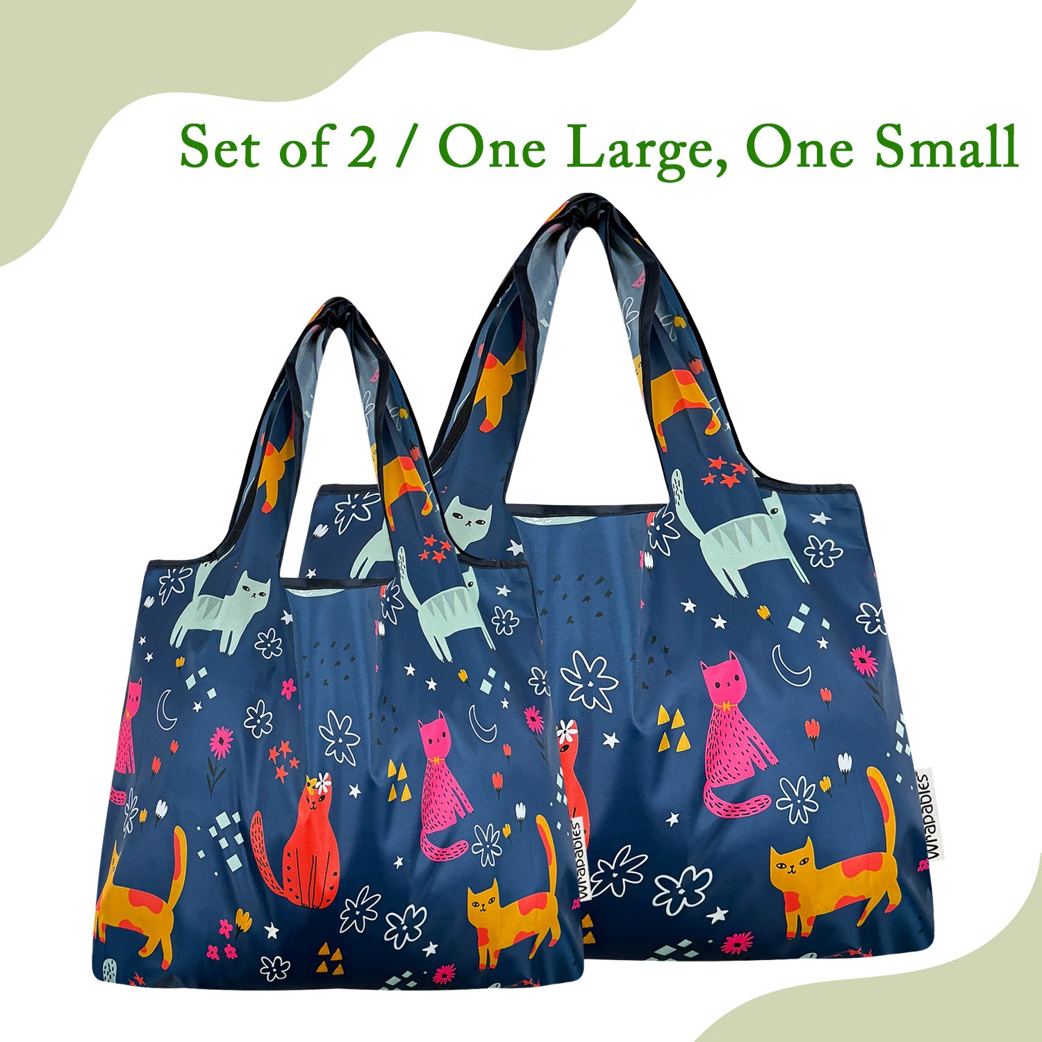 Wrapables Large & Small Foldable Tote Nylon Reusable Grocery Bags
