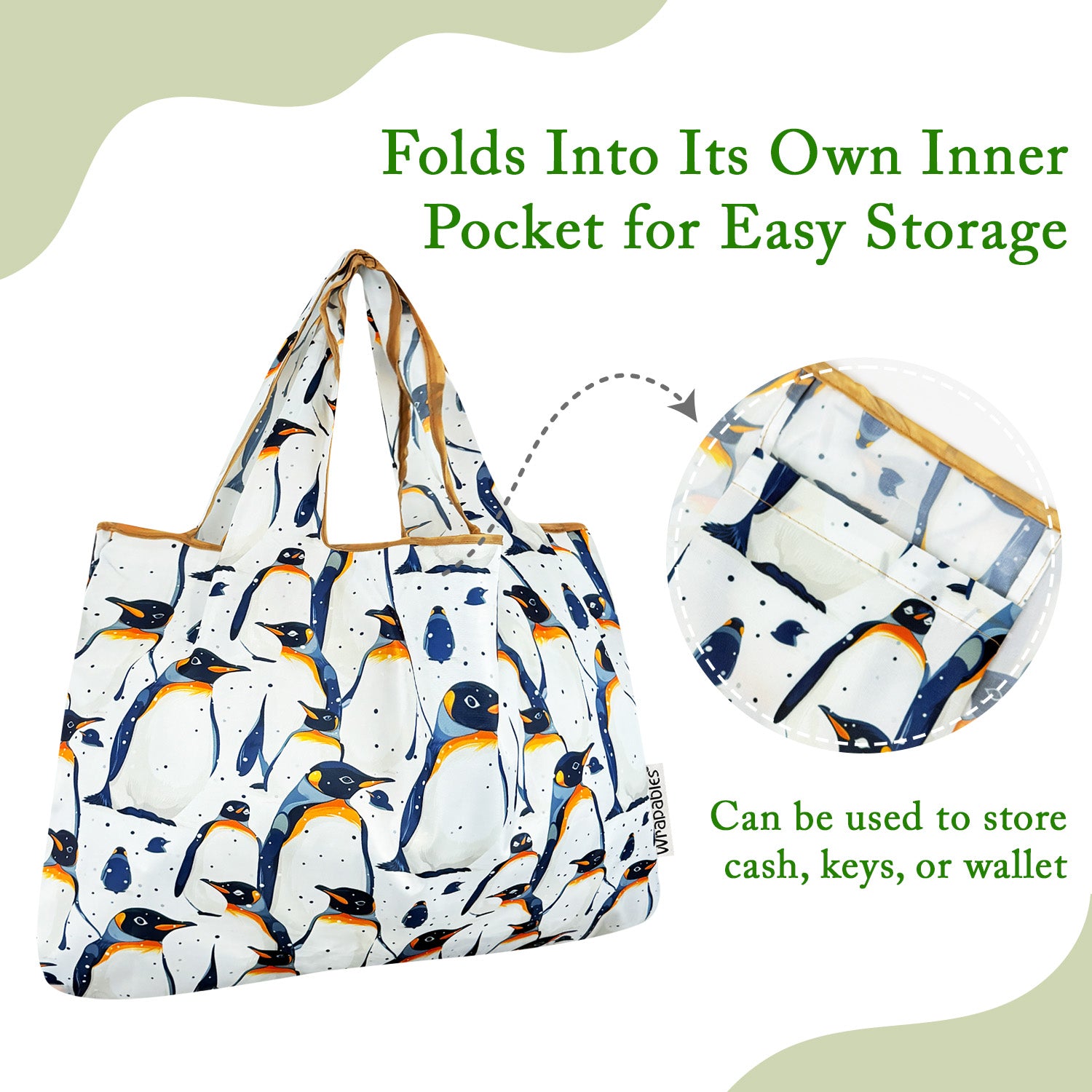 Wrapables Large & Small Foldable Tote Nylon Reusable Grocery Bags