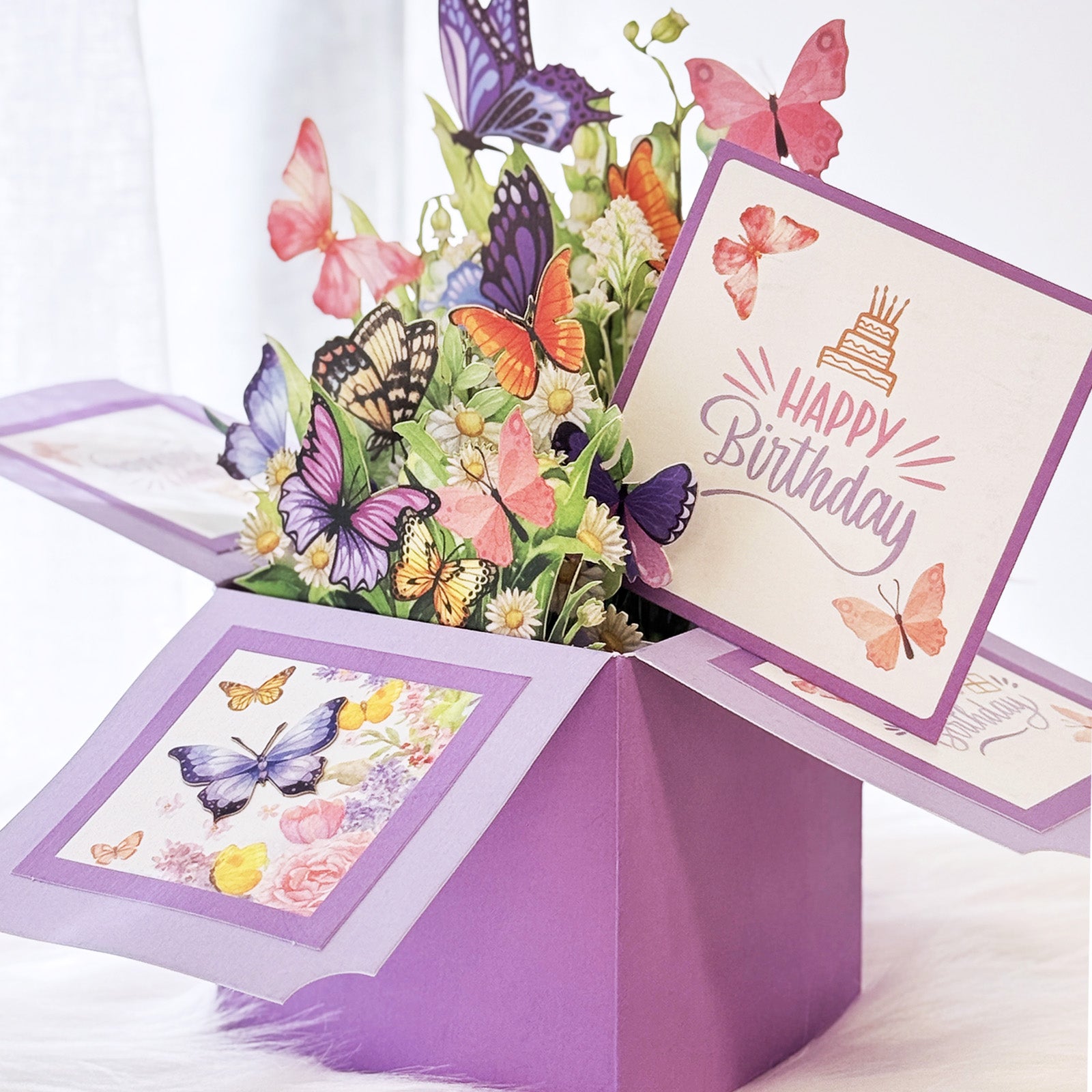 Wrapables 3D Pop Up Floral Greeting Card, Flower Bouquet Card for Birthdays, Butterflies