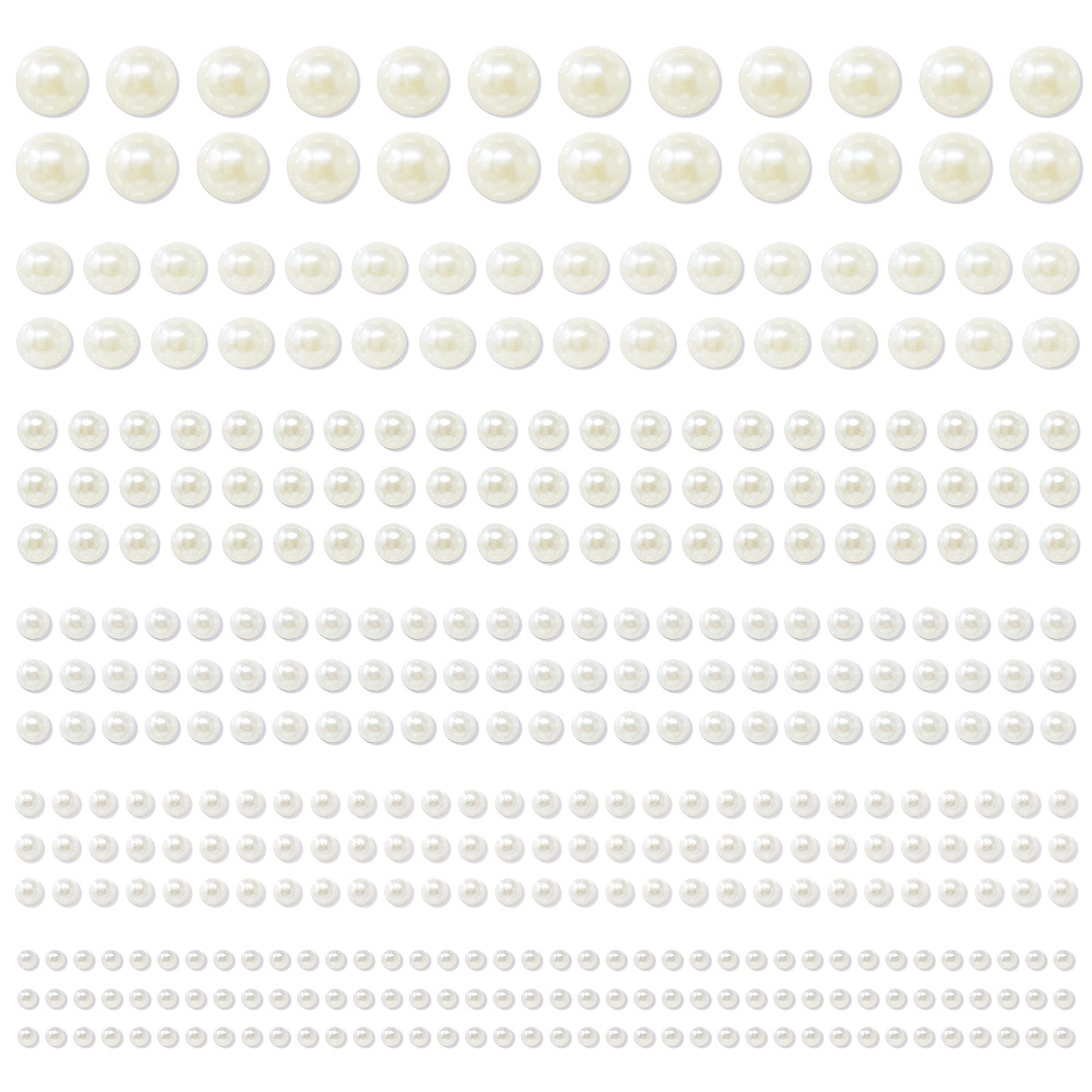 Wrapables 1982pcs Acrylic Pearl Adhesive Stickers in Assorted Sizes for DIY Crafting, Face, Hair, Makeup, Nails