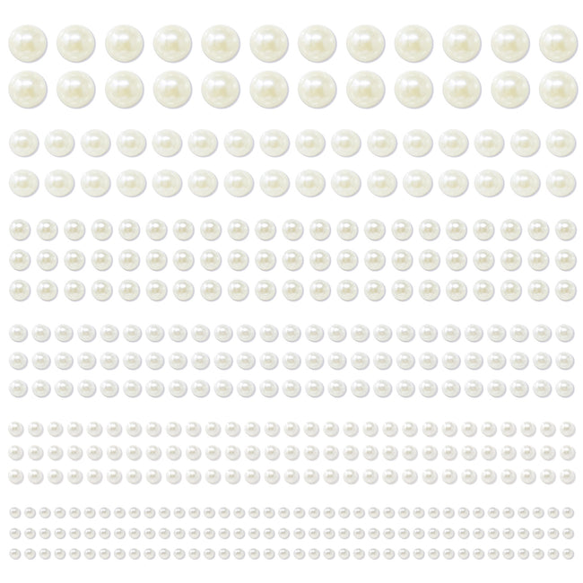 Wrapables 1982pcs Acrylic Pearl Adhesive Stickers in Assorted Sizes for DIY Crafting, Face, Hair, Makeup, Nails