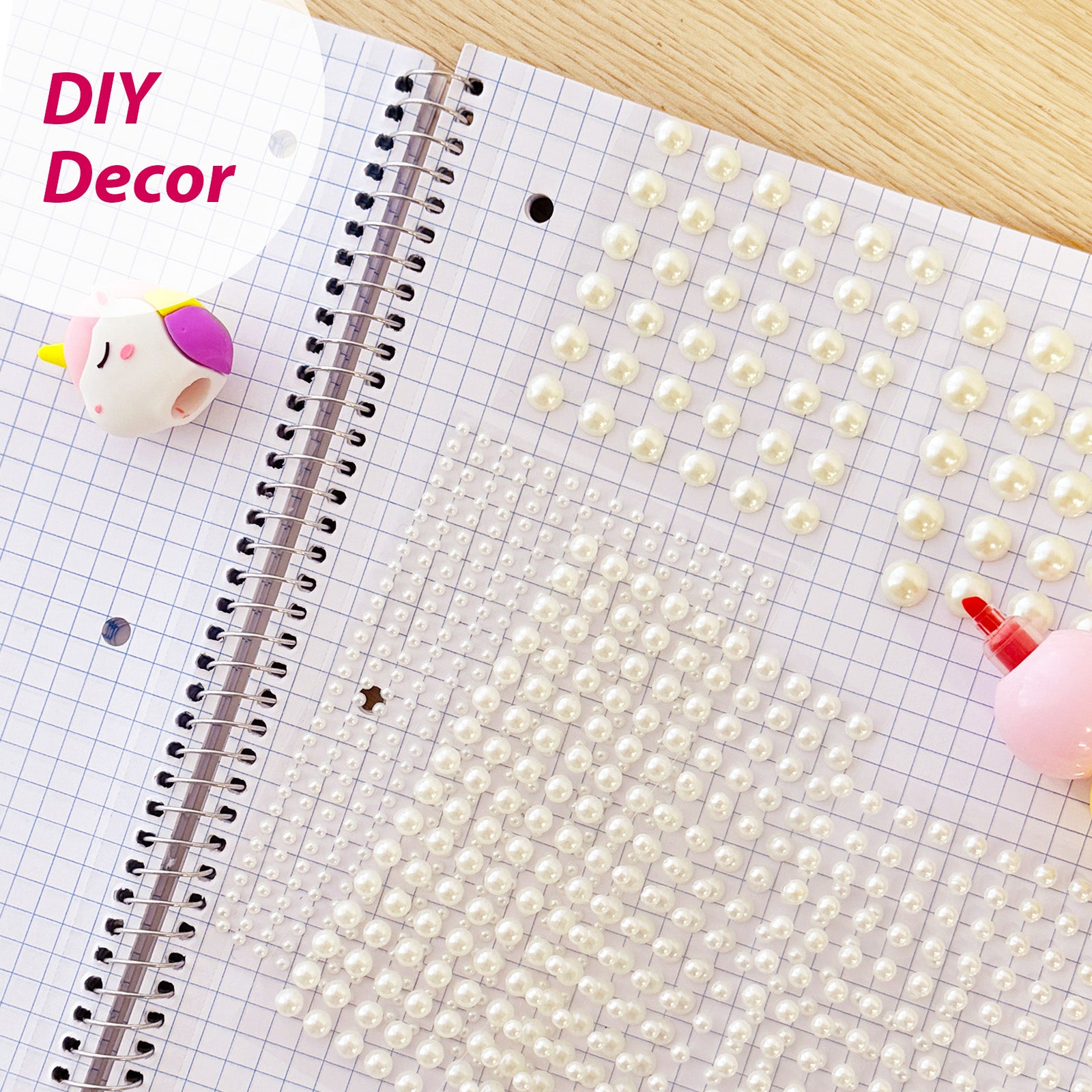 Wrapables 1982pcs Acrylic Pearl Adhesive Stickers in Assorted Sizes for DIY Crafting, Face, Hair, Makeup, Nails