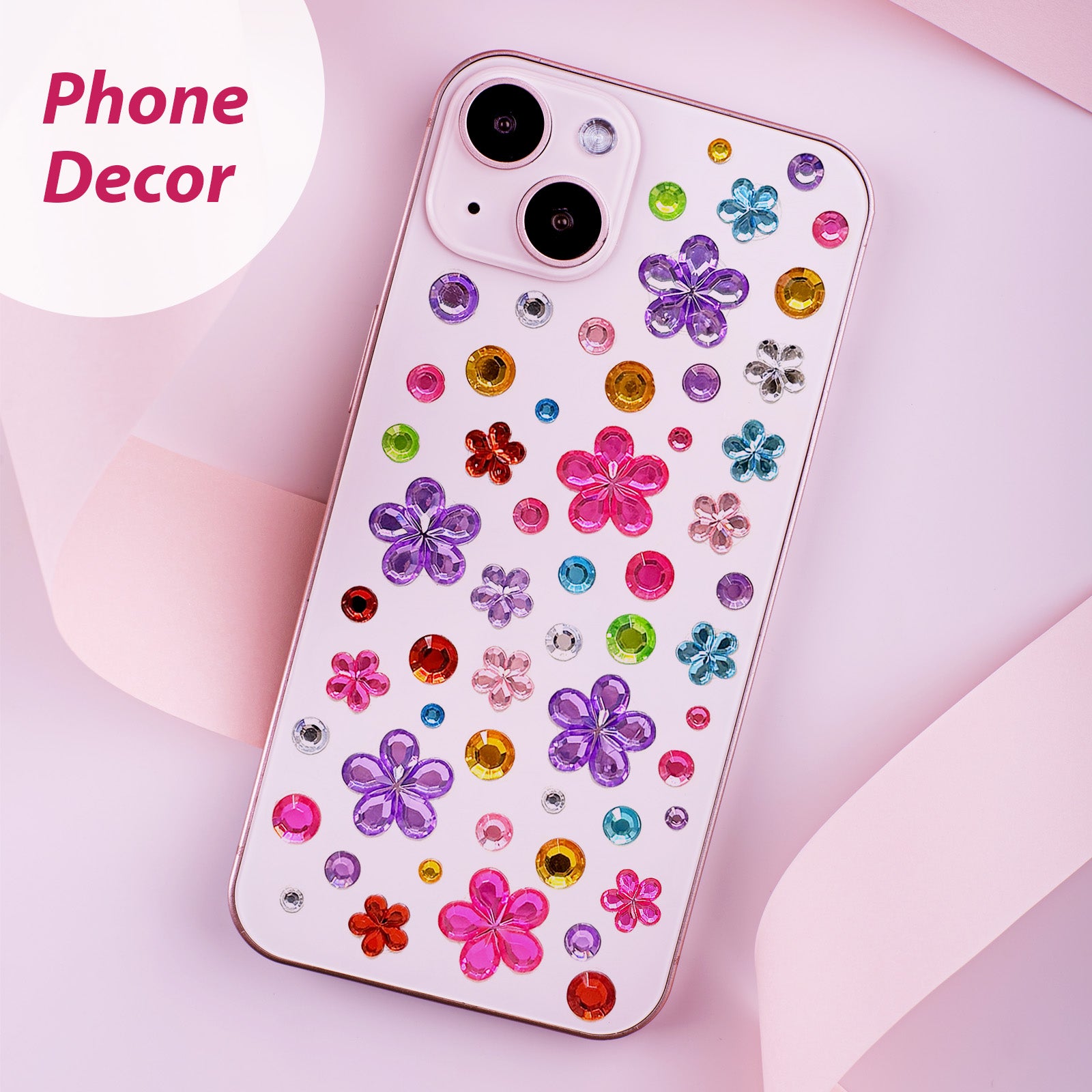 Wrapables 327pcs Acrylic Self Adhesive Crystal Rhinestone Gem Stickers, DIY, Arts & Crafts Supplies (3 sheets), Flowers