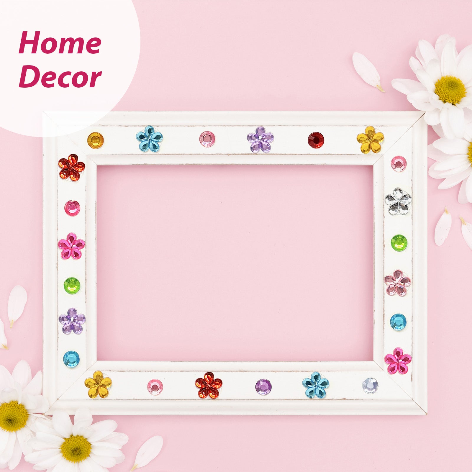 Wrapables 327pcs Acrylic Self Adhesive Crystal Rhinestone Gem Stickers, DIY, Arts & Crafts Supplies (3 sheets), Flowers