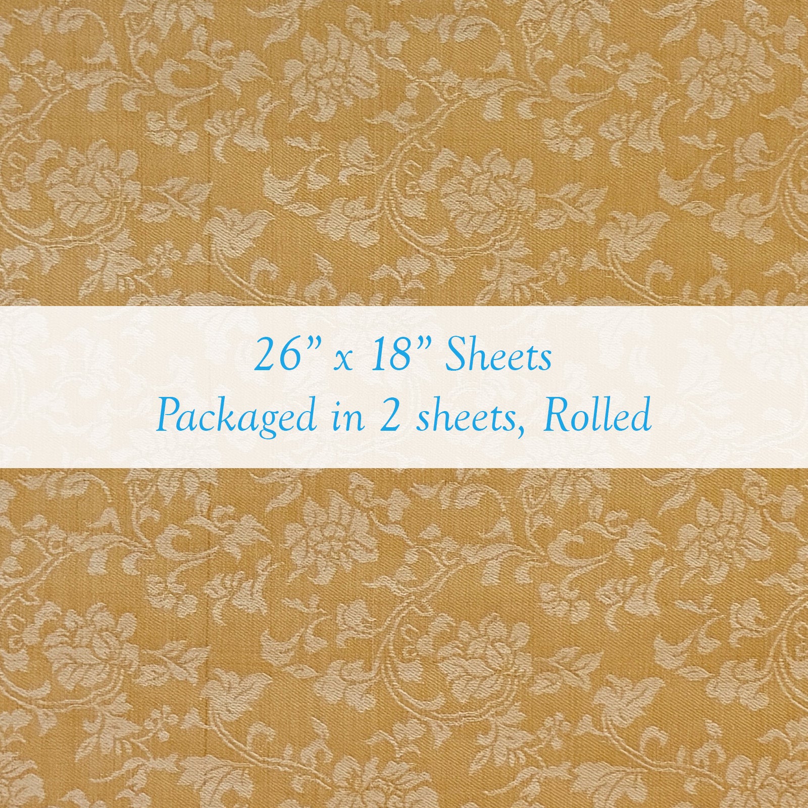 Wrapables Asian Style Satin Brocade Decorative Paper (1 Roll, 2 Sheets), Sun Yellow