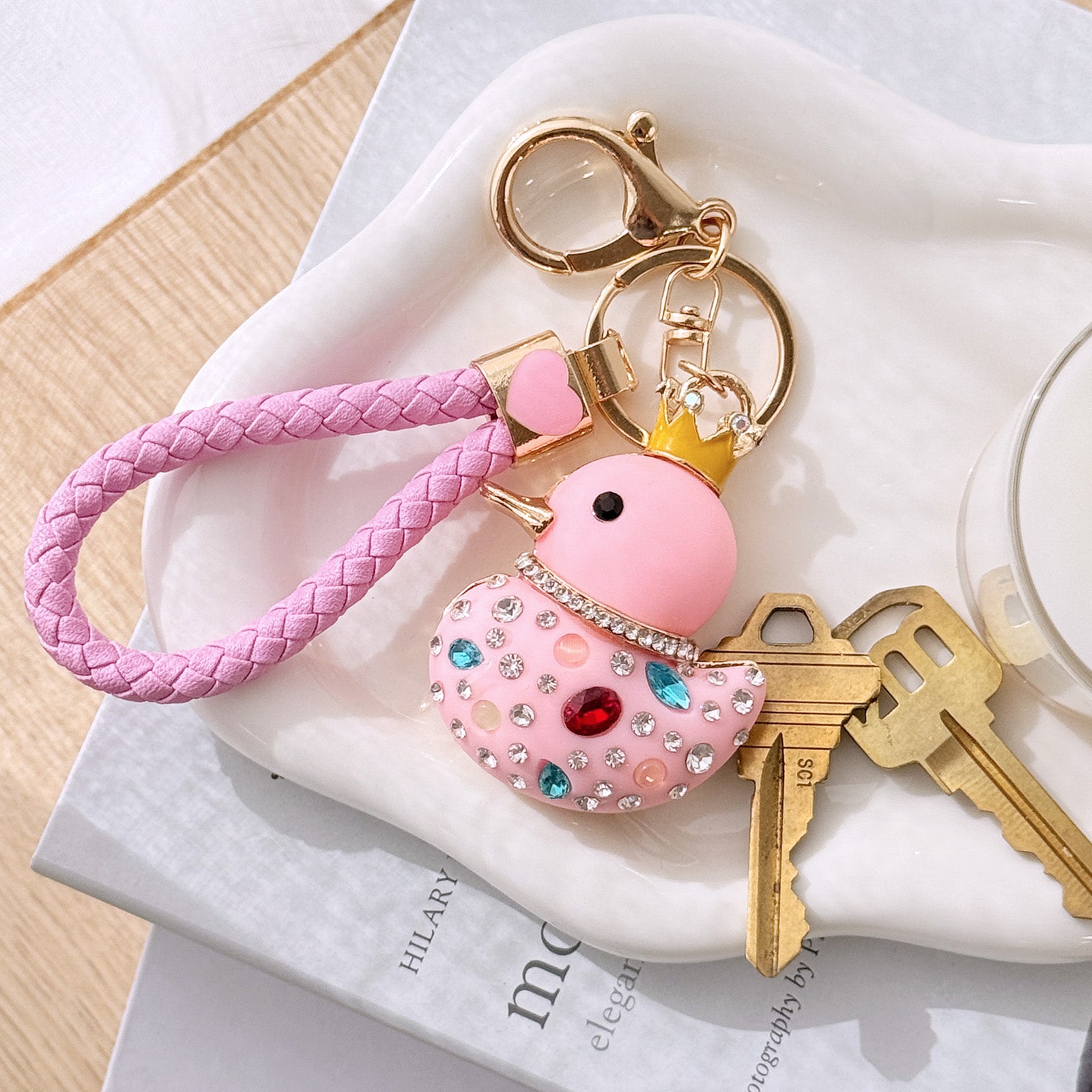 Wrapables Glamorous Crystal Rhinestone Ducky Keychain, Pendant Bag Charm
