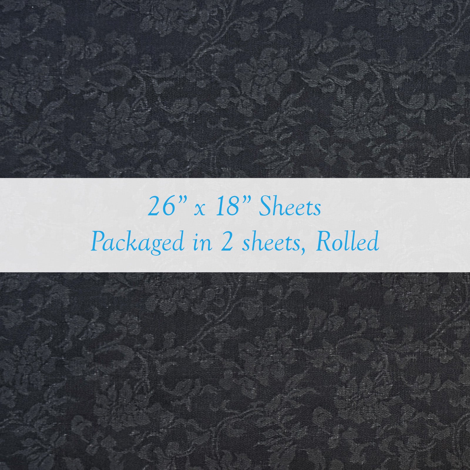 Wrapables Asian Style Satin Brocade Decorative Paper (1 Roll, 2 Sheets), Midnight Black