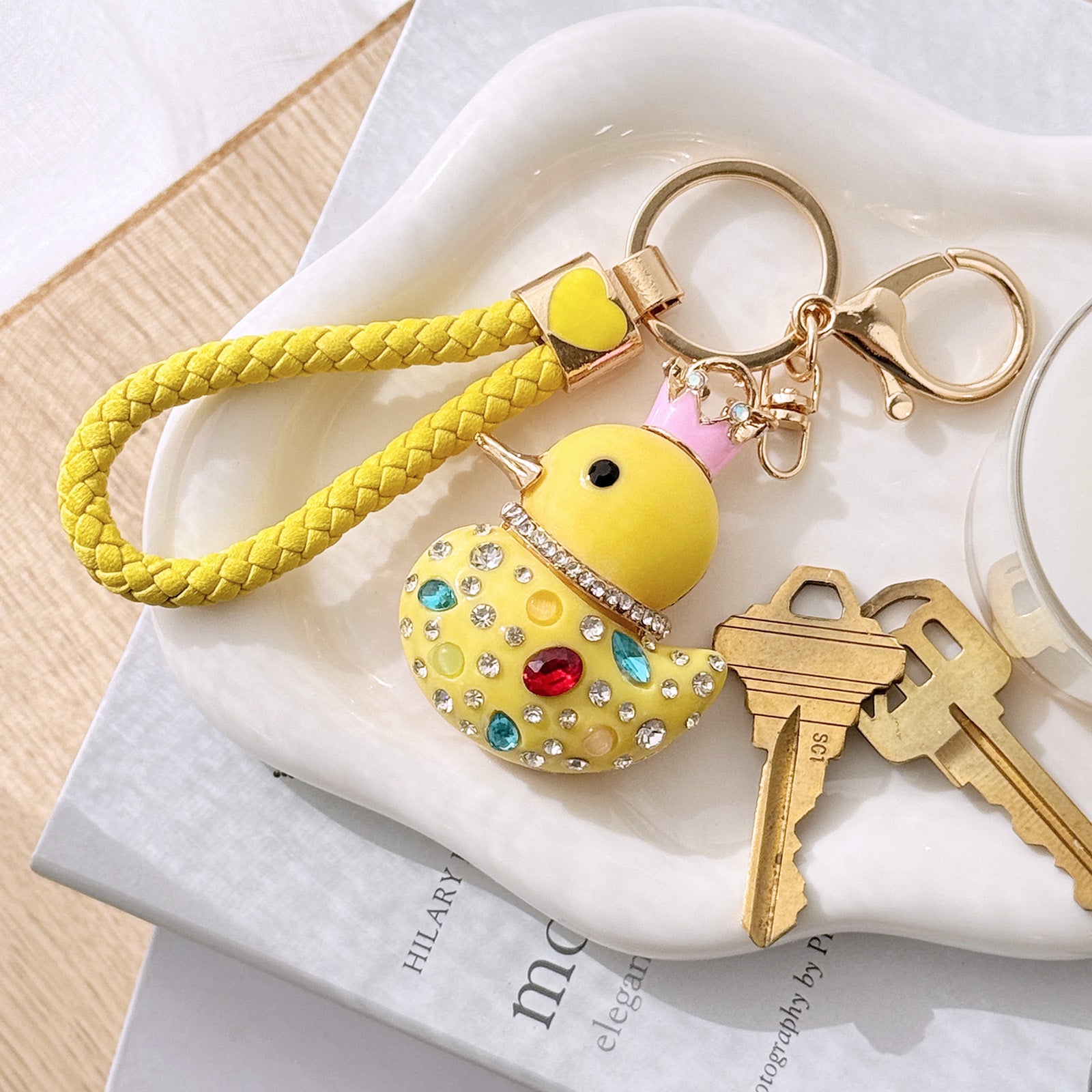 Wrapables Glamorous Crystal Rhinestone Ducky Keychain, Pendant Bag Charm