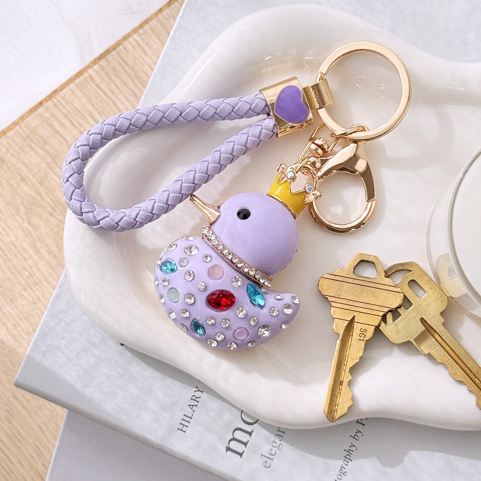 Wrapables Glamorous Crystal Rhinestone Ducky Keychain, Pendant Bag Charm
