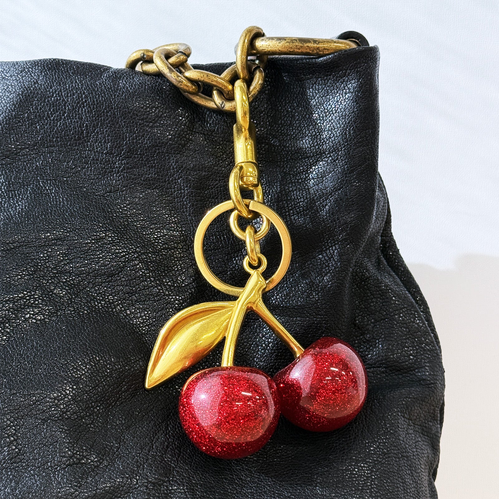 Wrapables Glittery Shimmer Cherry Bag Charm Keychain, Purse and Handbag Accessory