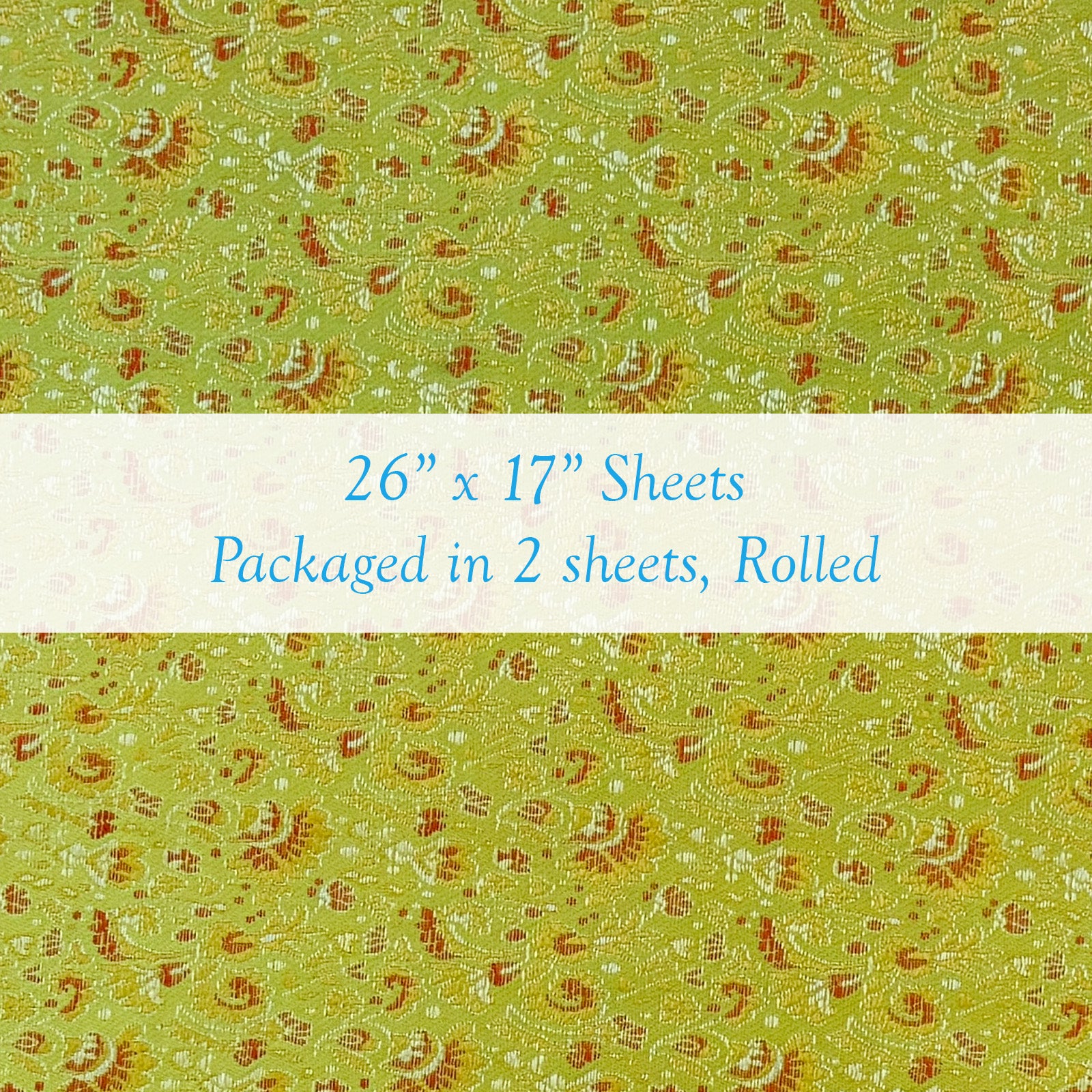 Wrapables Wild Flower Satin Brocade Decorative Paper (1 Roll, 2 Sheets), Green